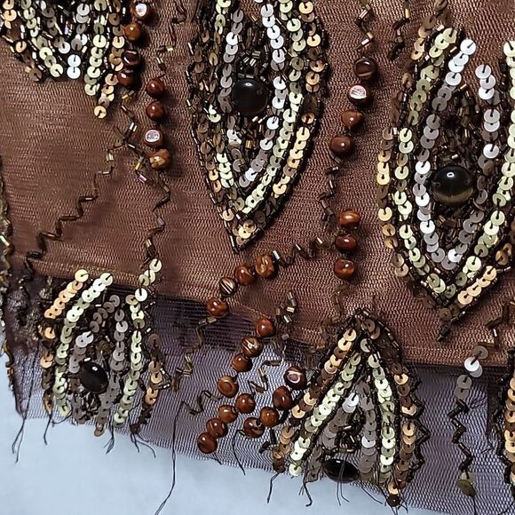 Sherry Haute Couture Beaded Sequin Mini Dress Size 6 - Picture 3 of 14